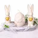 Wielkanocny Box Prezentowy – Świeczki Króliczki + Jajko + Podstawka | Personalizowany Prezent na Wielkanoc